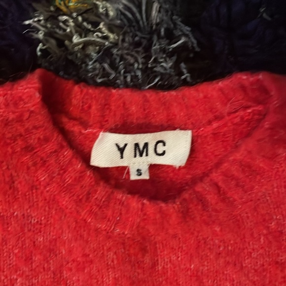 YMC nubby wool Red Black Stripe sweater S - Picture 3 of 6